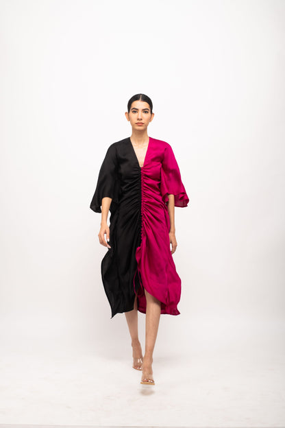 Black-Wine Kaftan Bodycon Dress