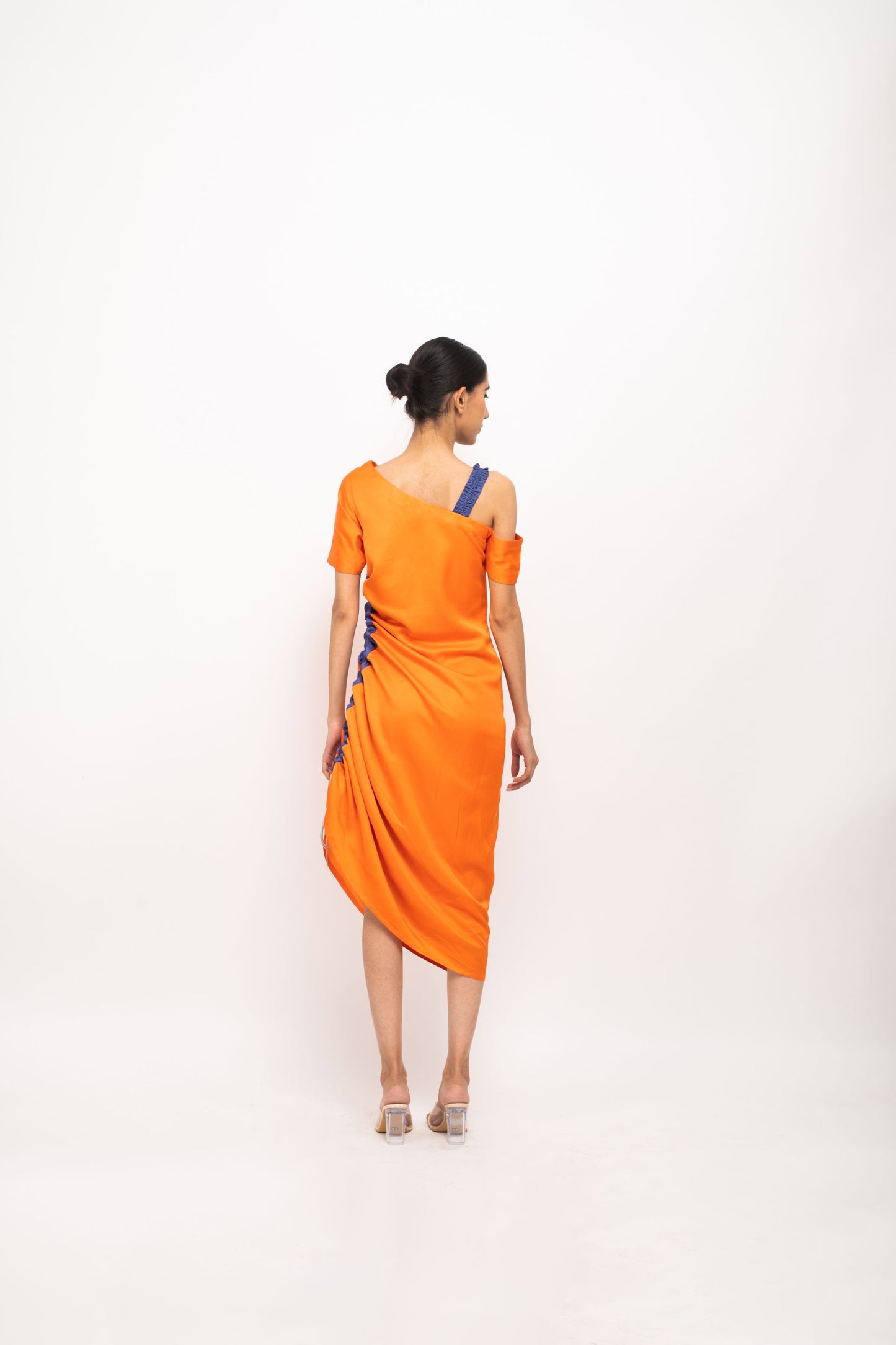 Orange-Blue Rouching Dress