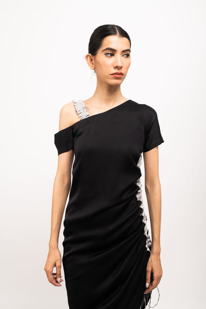 Black-Grey Rouching Dress