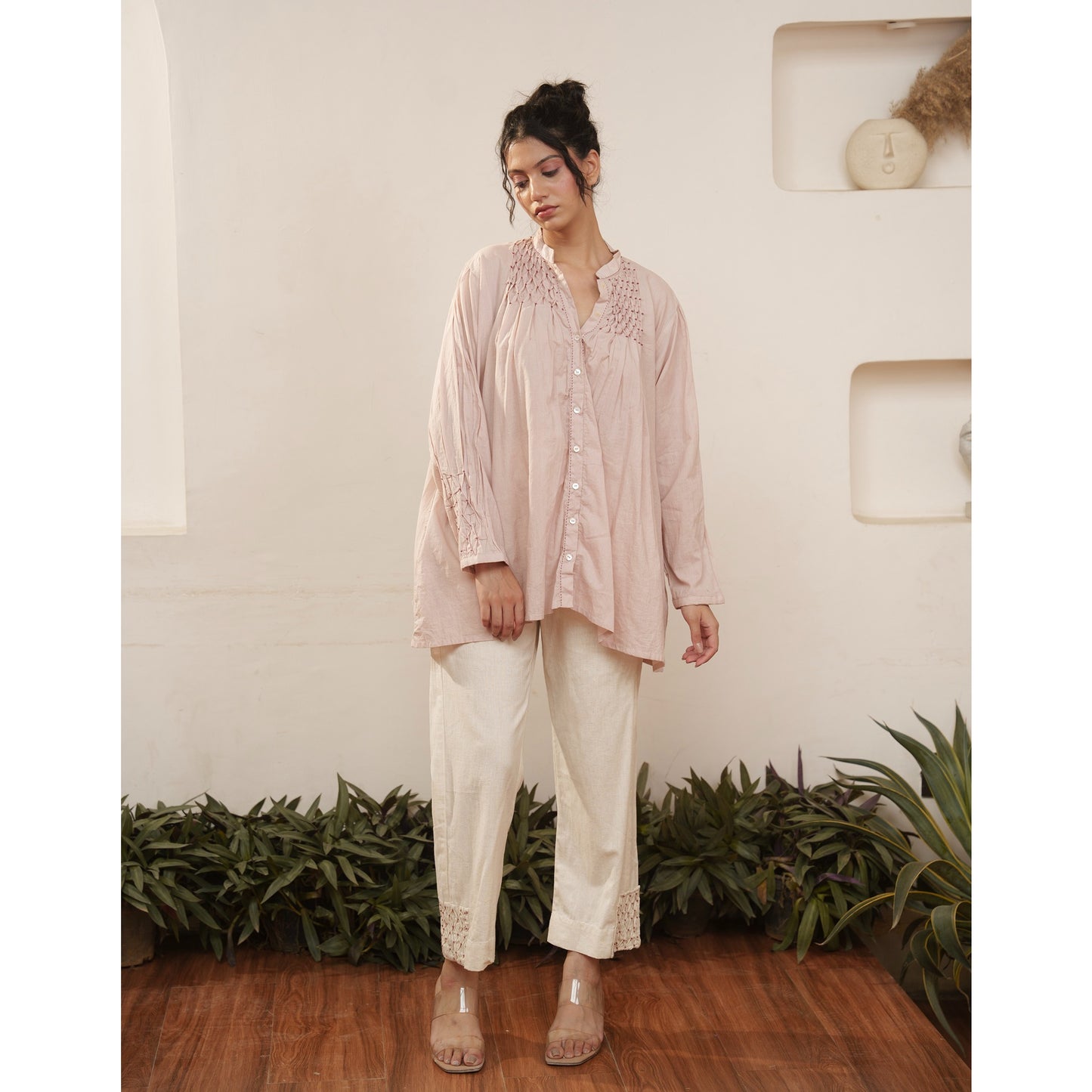 Capsule 13, Flamingo Pink,beige Khadi