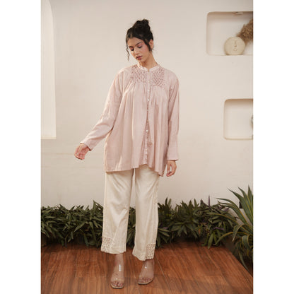 Capsule 13, Flamingo Pink,beige Khadi