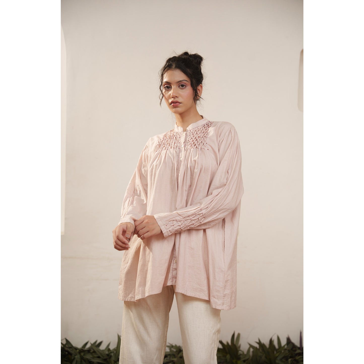 Capsule 13, Flamingo Pink,beige Khadi