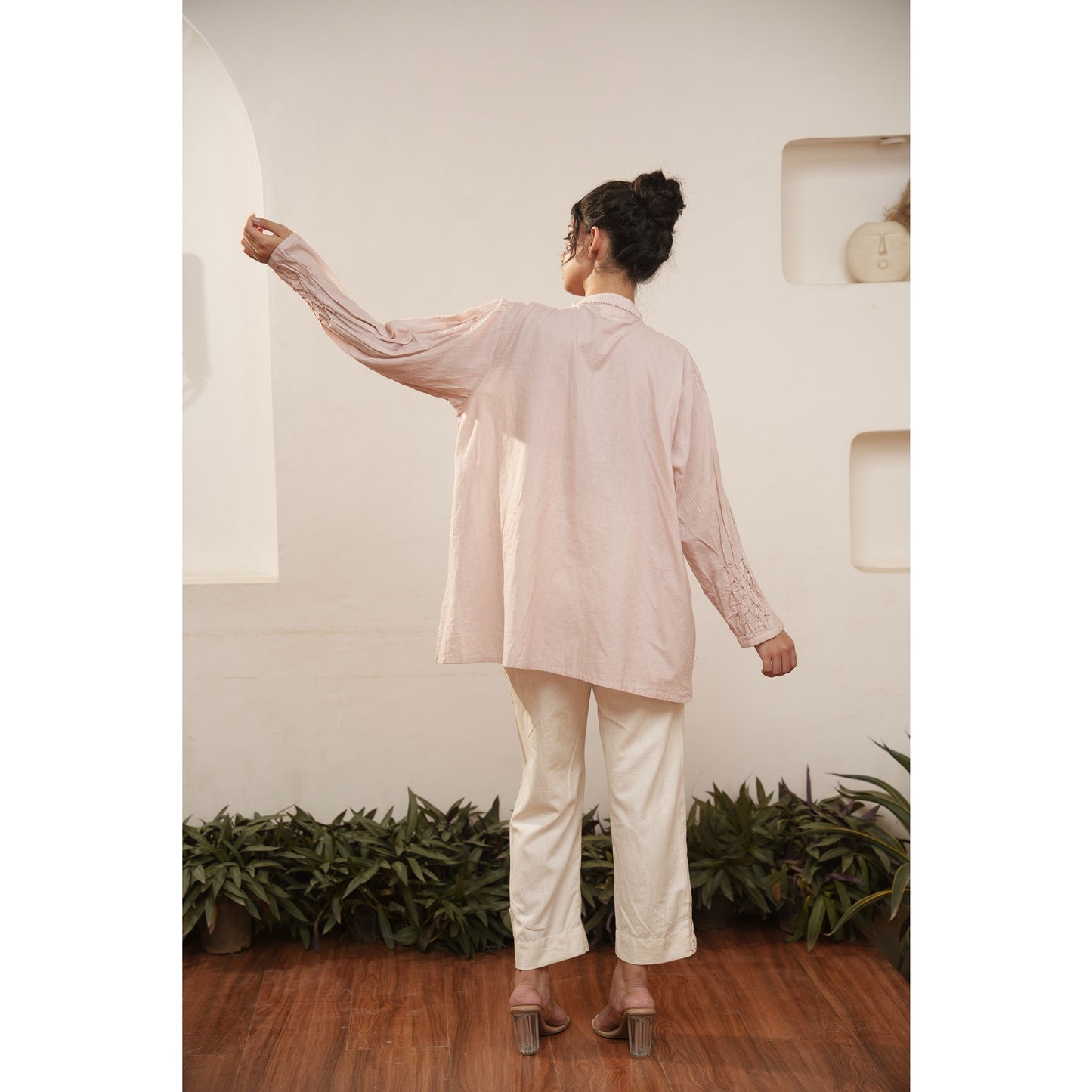 Capsule 13, Flamingo Pink,beige Khadi