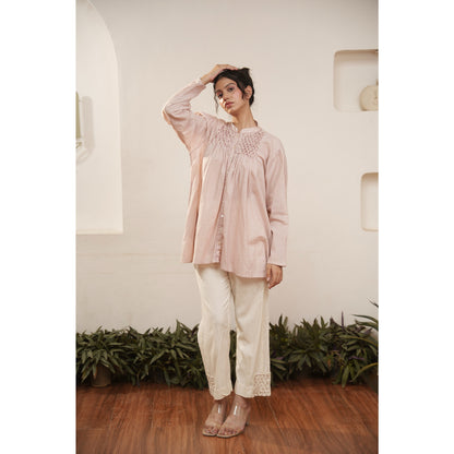 Capsule 13, Flamingo Pink,beige Khadi