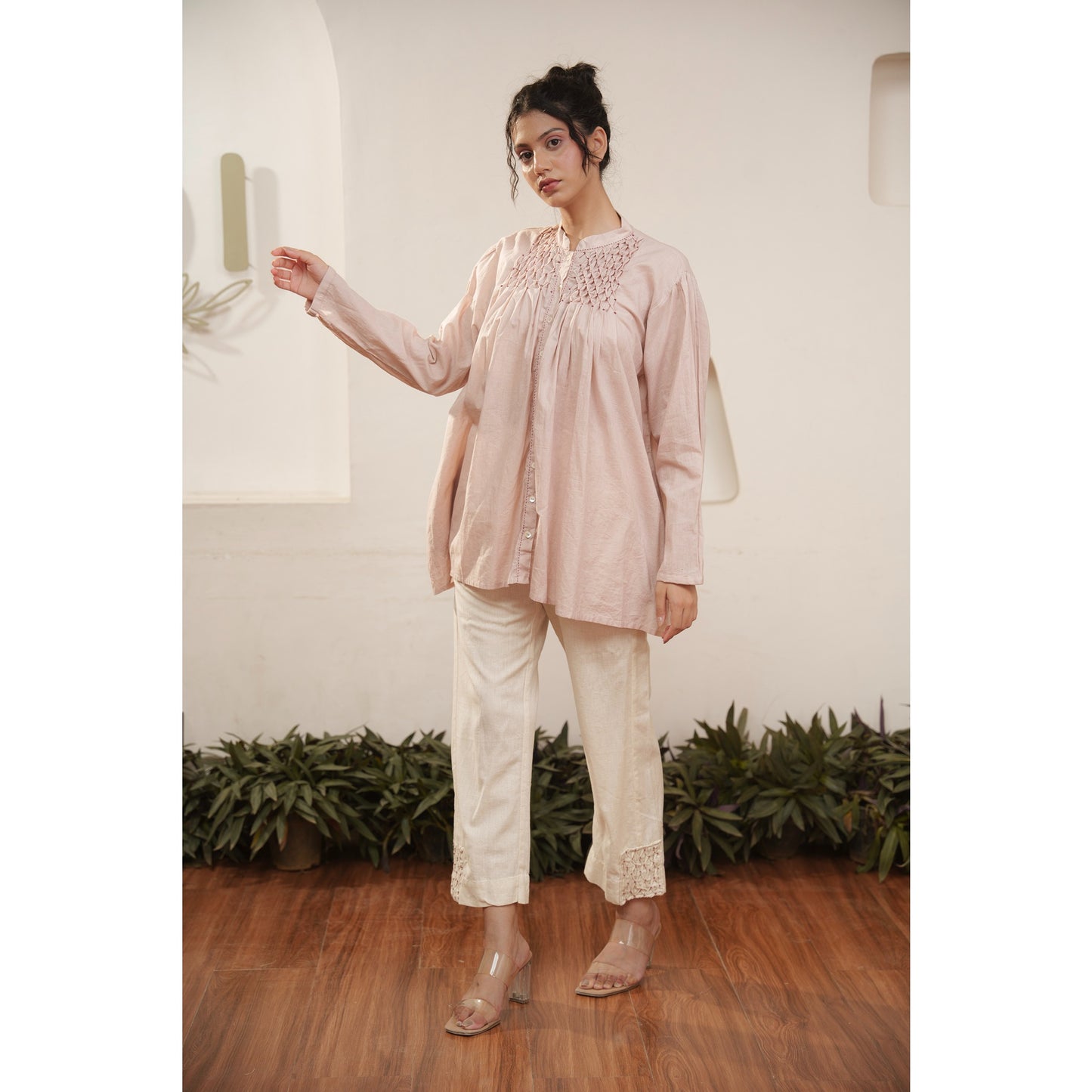 Capsule 13, Flamingo Pink,beige Khadi