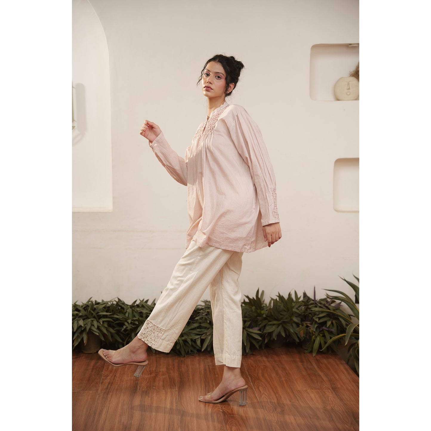 Capsule 13, Flamingo Pink,beige Khadi