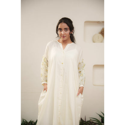 Capsule 8, Beige Cotton, Lemon Print  Chanderi