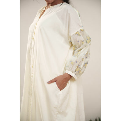 Capsule 8, Beige Cotton, Lemon Print  Chanderi