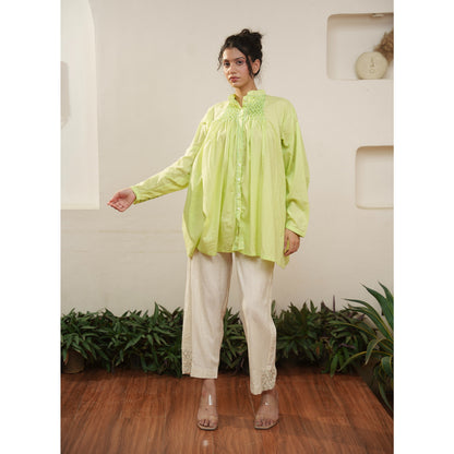 Capsule 13, Floro Green, Beige Khadi