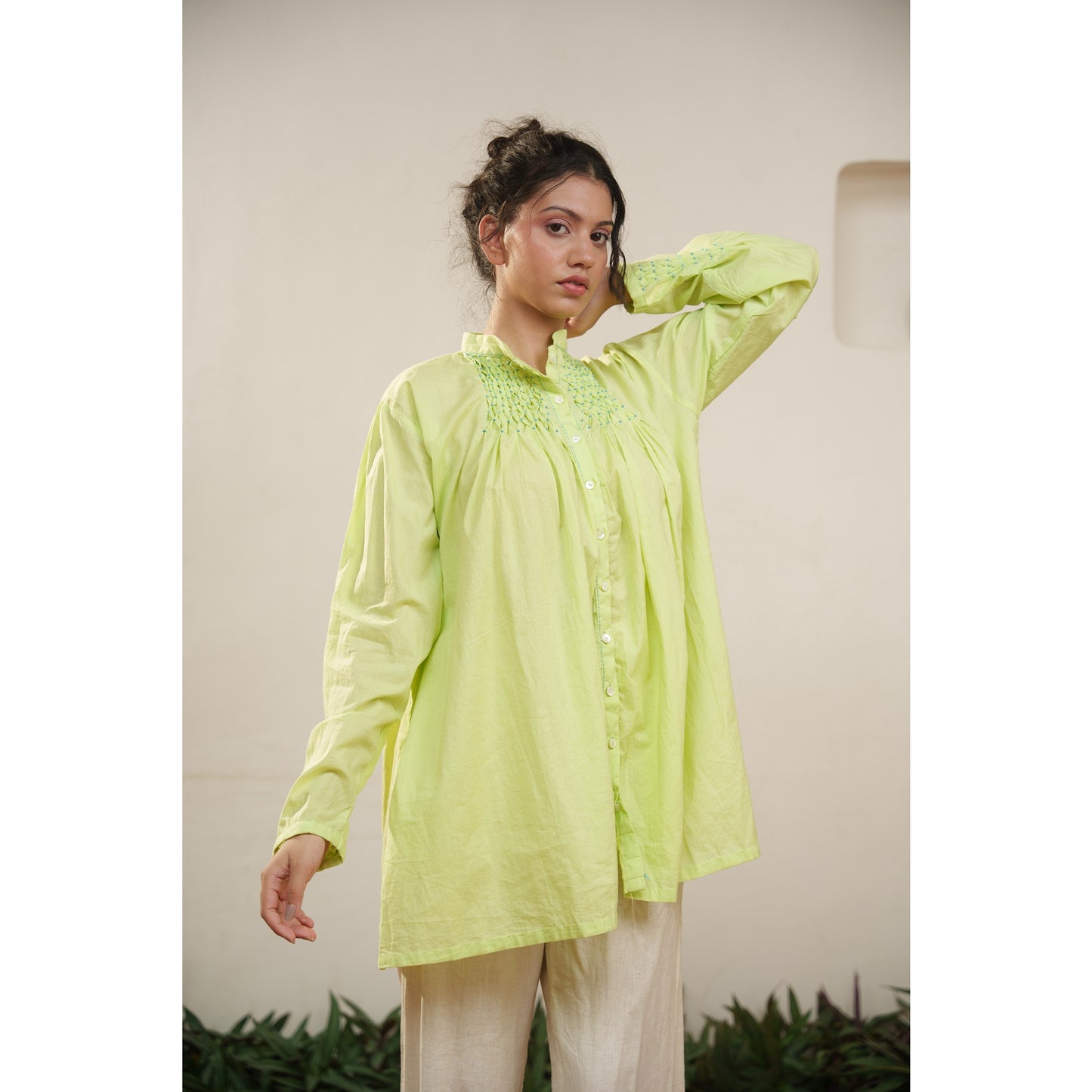 Capsule 13, Floro Green, Beige Khadi