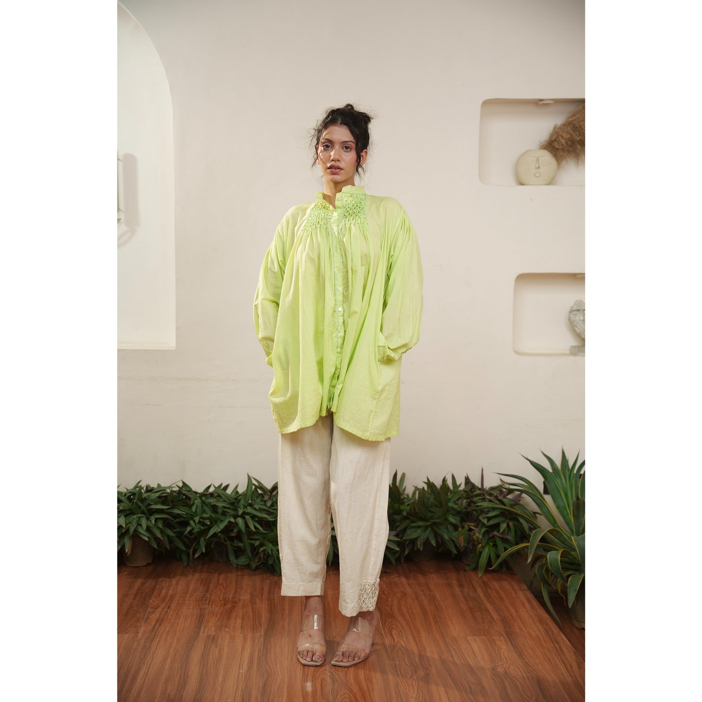 Capsule 13, Floro Green, Beige Khadi