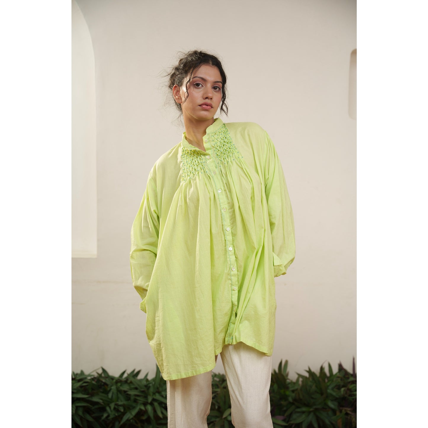 Capsule 13, Floro Green, Beige Khadi