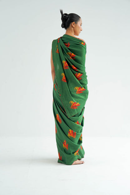 Green Firefly Saree With Blouse