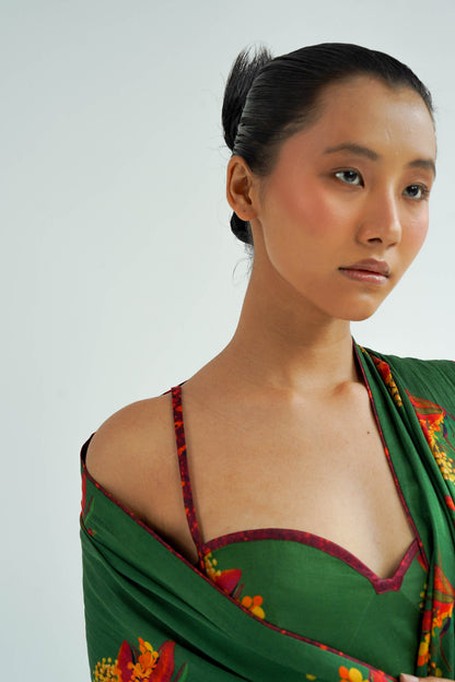 Green Firefly Saree With Blouse