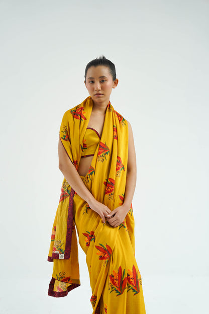Mustard Firefly Saree With Blouse