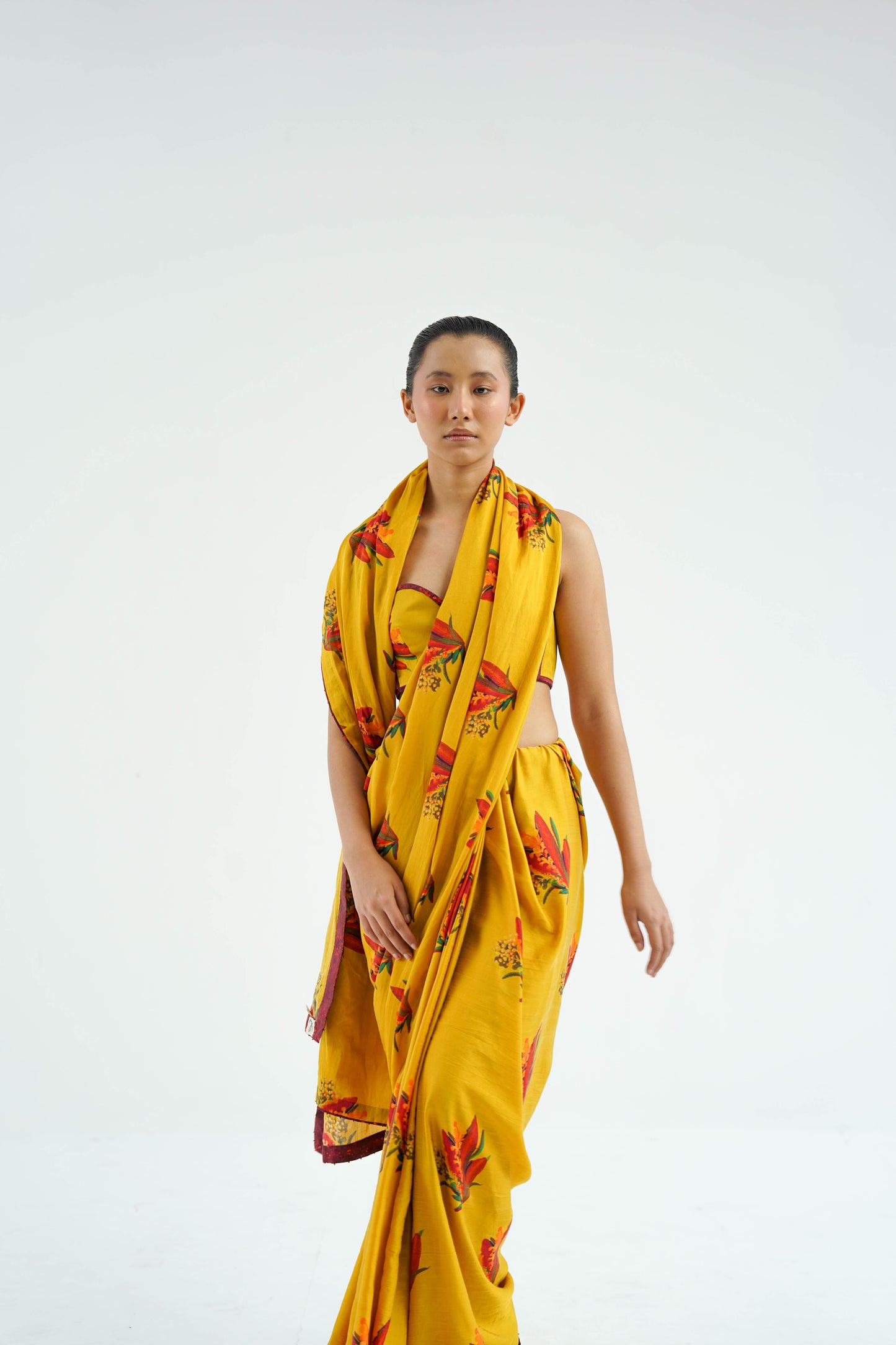 Mustard Firefly Saree With Blouse