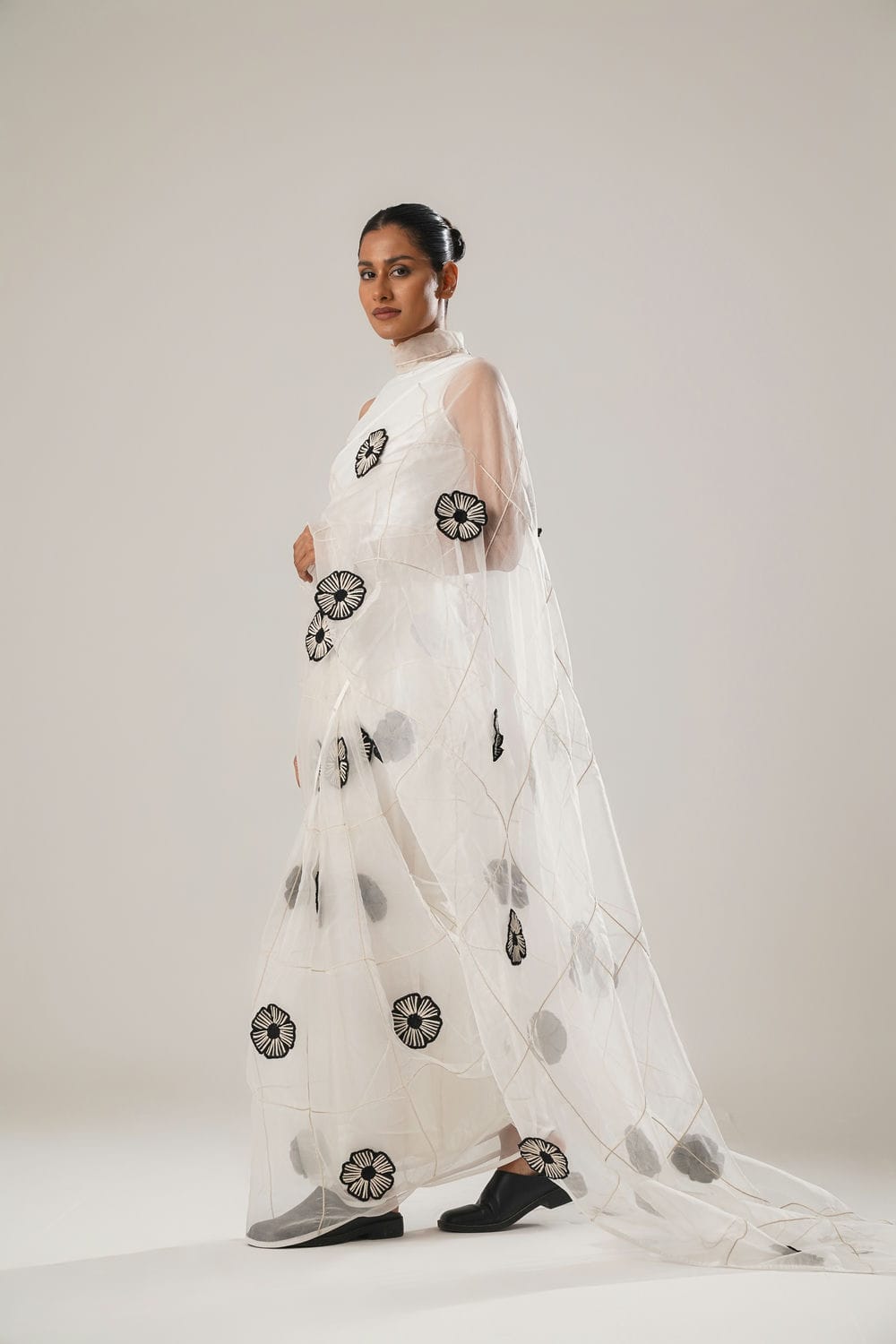 MJ White Floral Saree