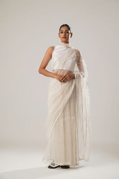 MJ White Dori Saree