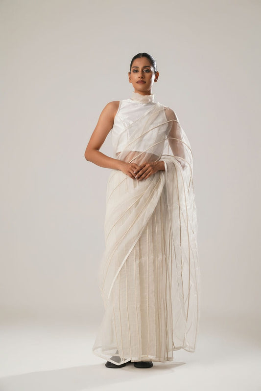 MJ White Dori Saree