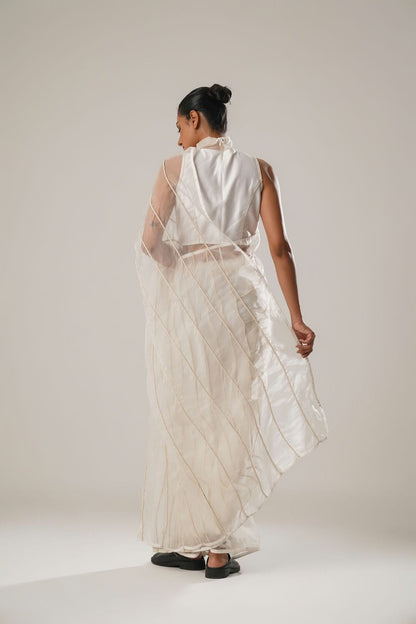 MJ White Dori Saree