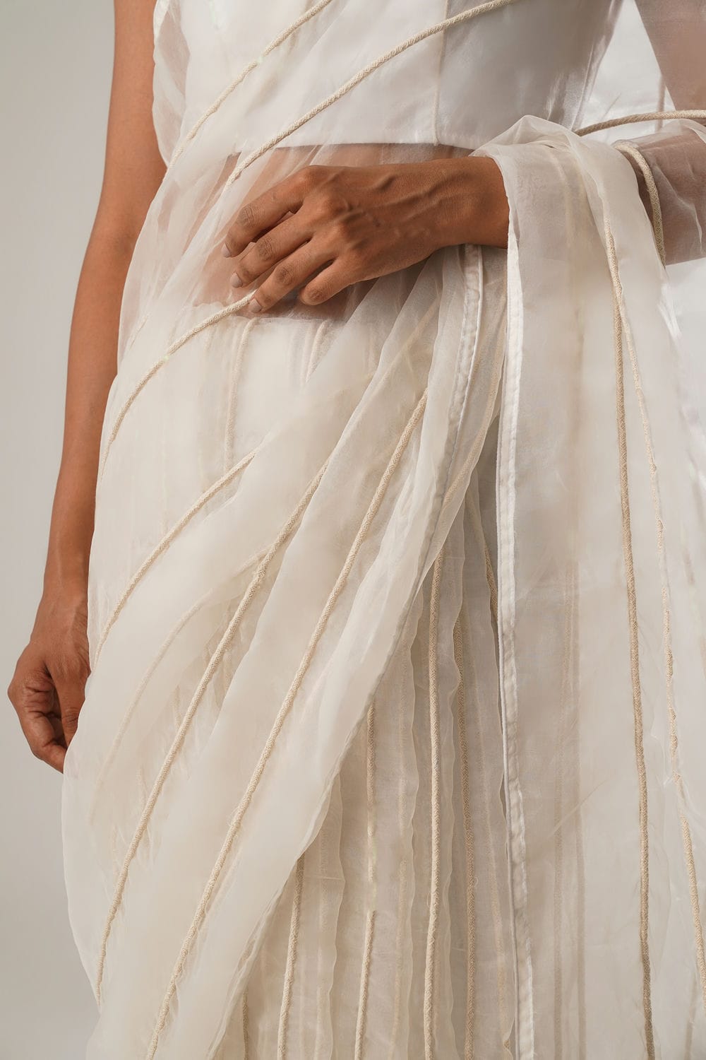 MJ White Dori Saree
