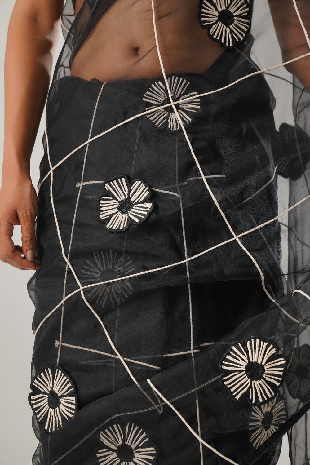 MJ Black Floral Saree
