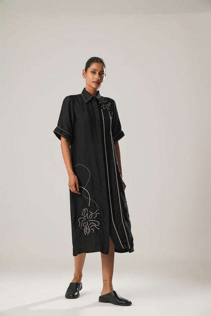 MJ Black Pleated Dress