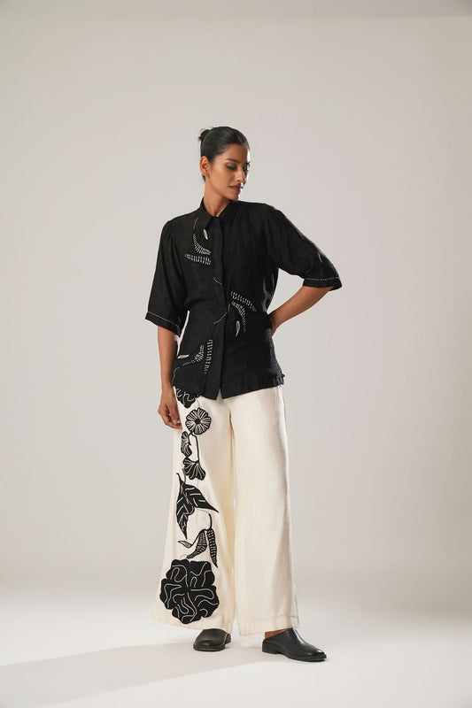 MJ Back Tie Shirt + Floral Pants