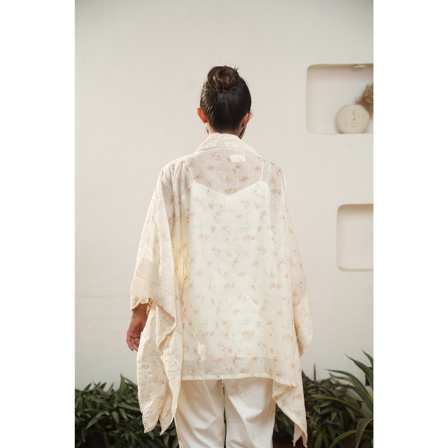 Capsule 17, Rose Print  Chanderi, Beige Cotton