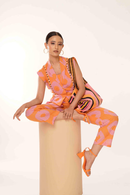 Beetle Co-ord Set (Tie and Dye- Pink Orange)