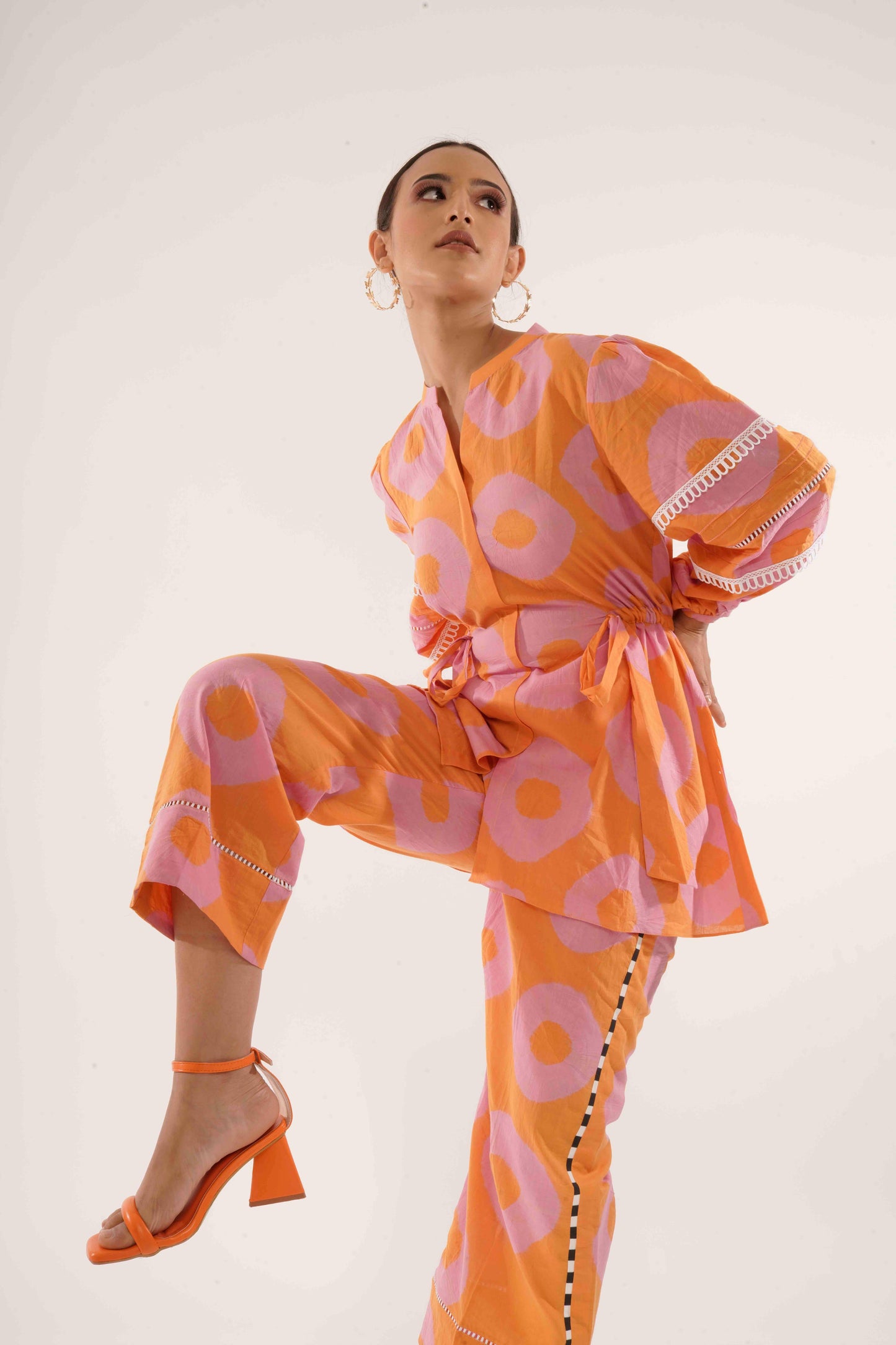 Bloom Co-ord Set (Tie and Dye- Pink Orange)