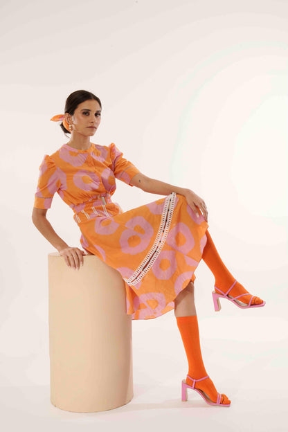 Julie Dress (Tie and Dye- Pink Orange)