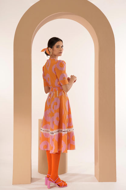 Julie Dress (Tie and Dye- Pink Orange)