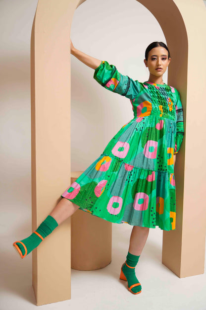 Ruby Dress (Green Print)