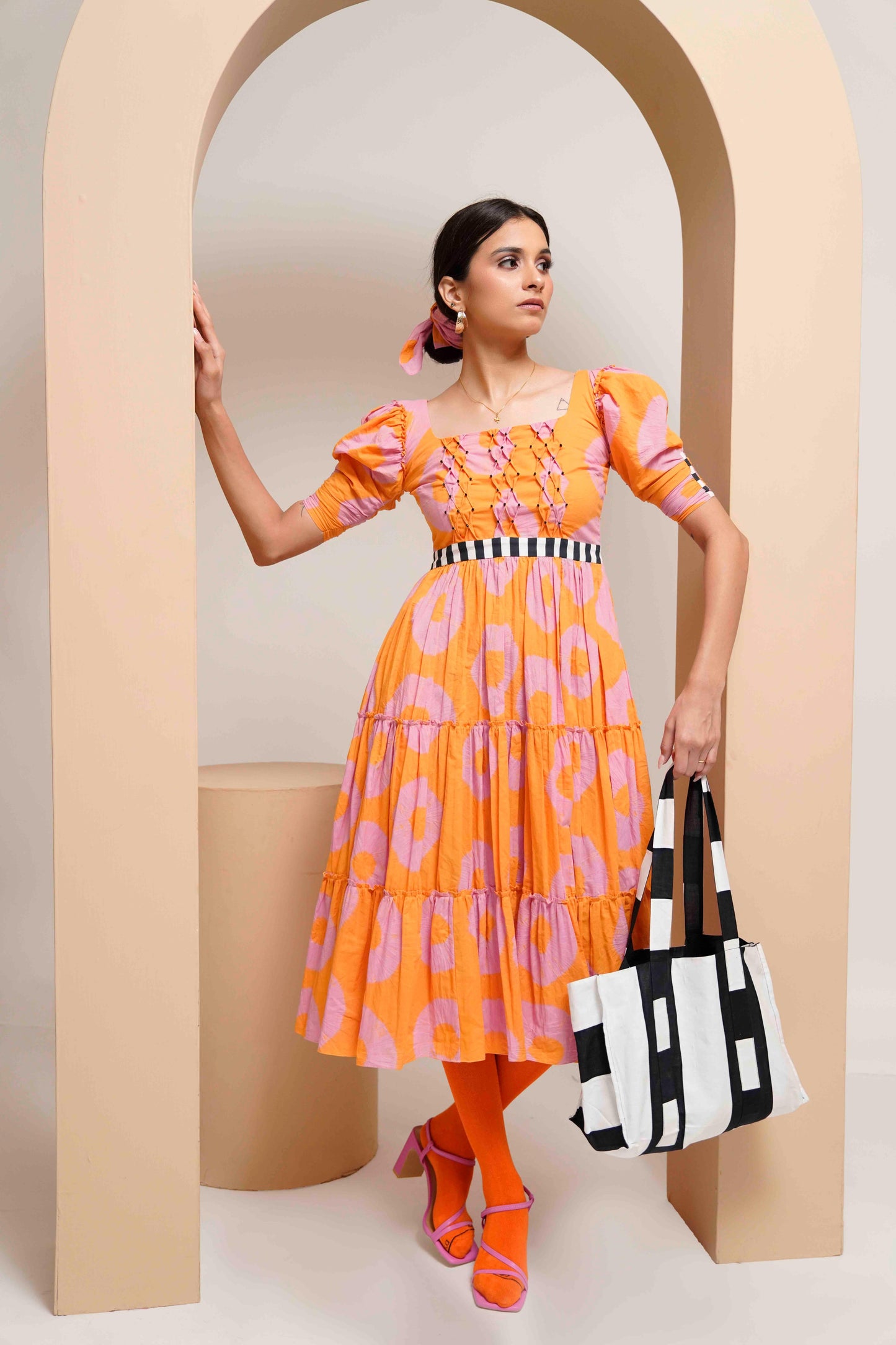 Lily Dress (Tie and Dye- Pink Orange)