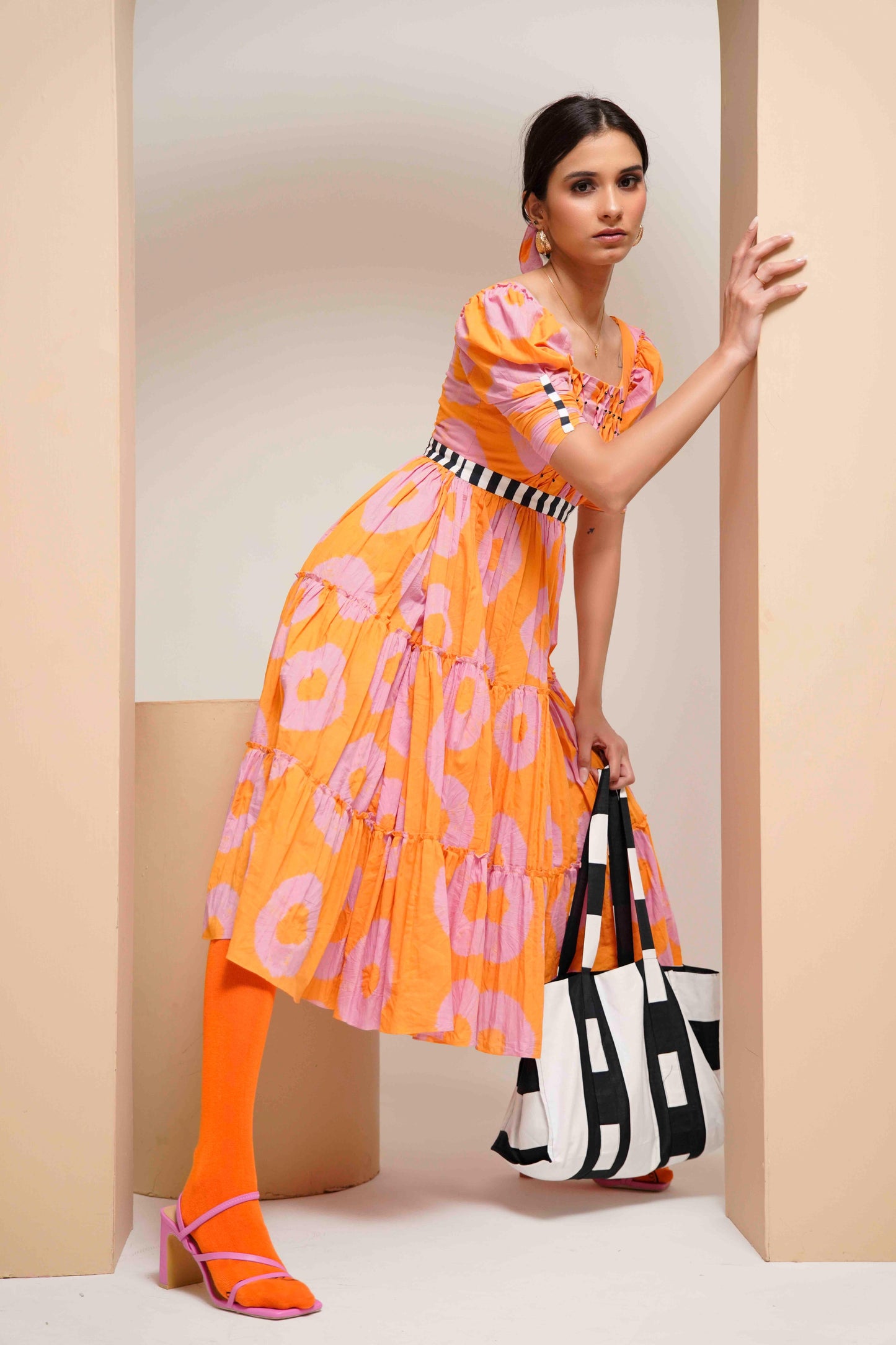 Lily Dress (Tie and Dye- Pink Orange)