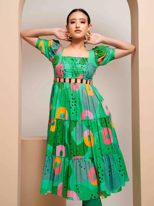 Lily Dress (Green Print)