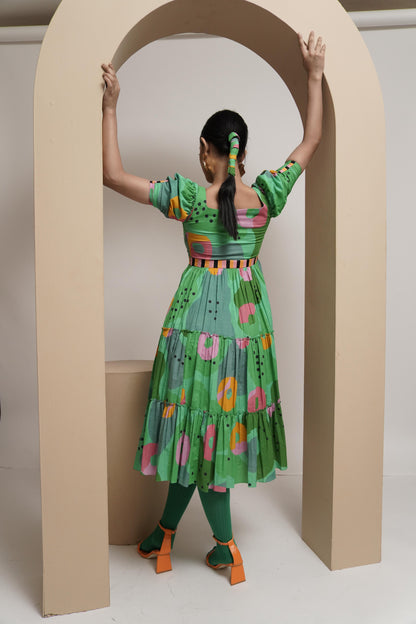 Lily Dress (Green Print)