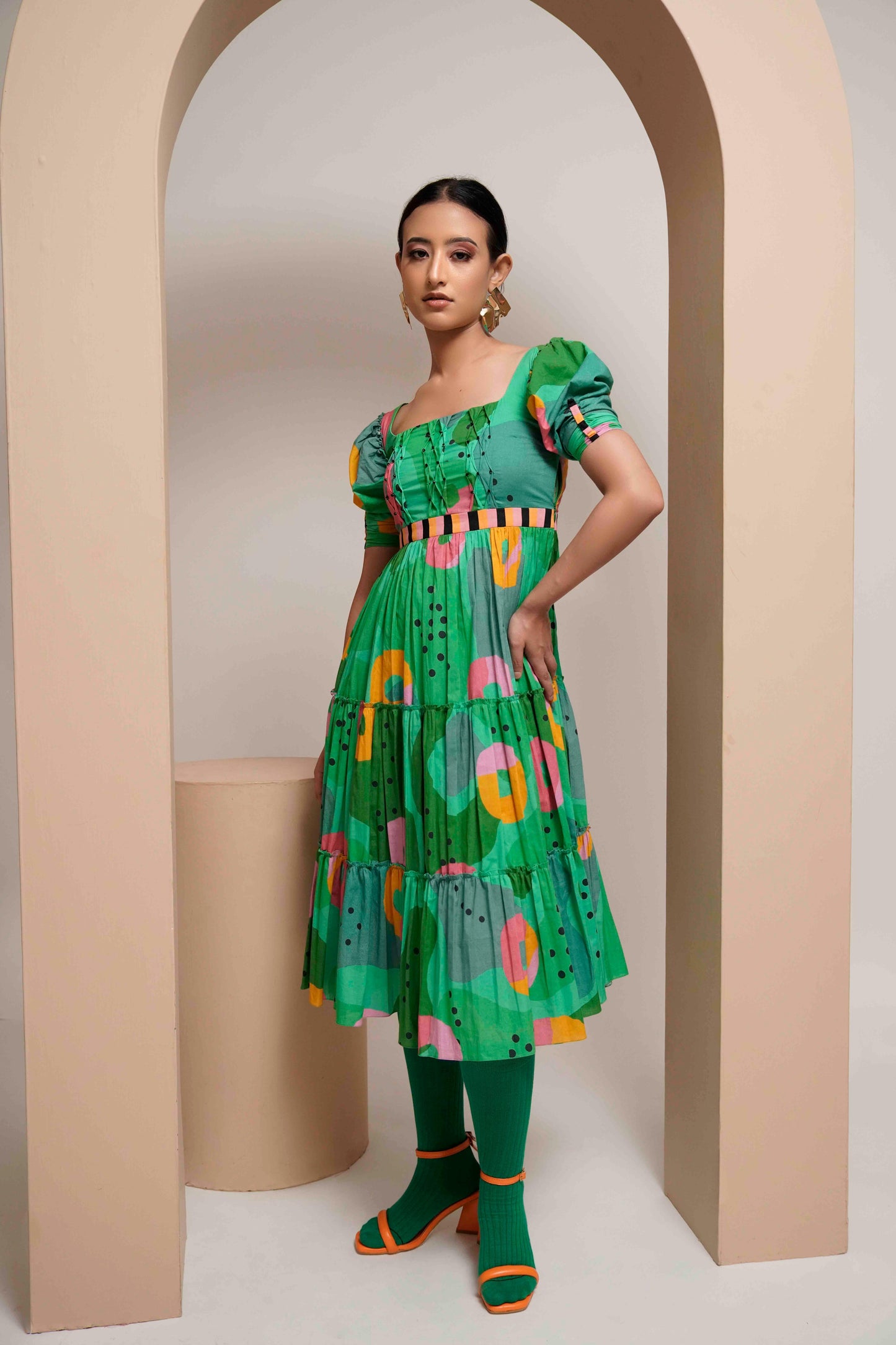 Lily Dress (Green Print)