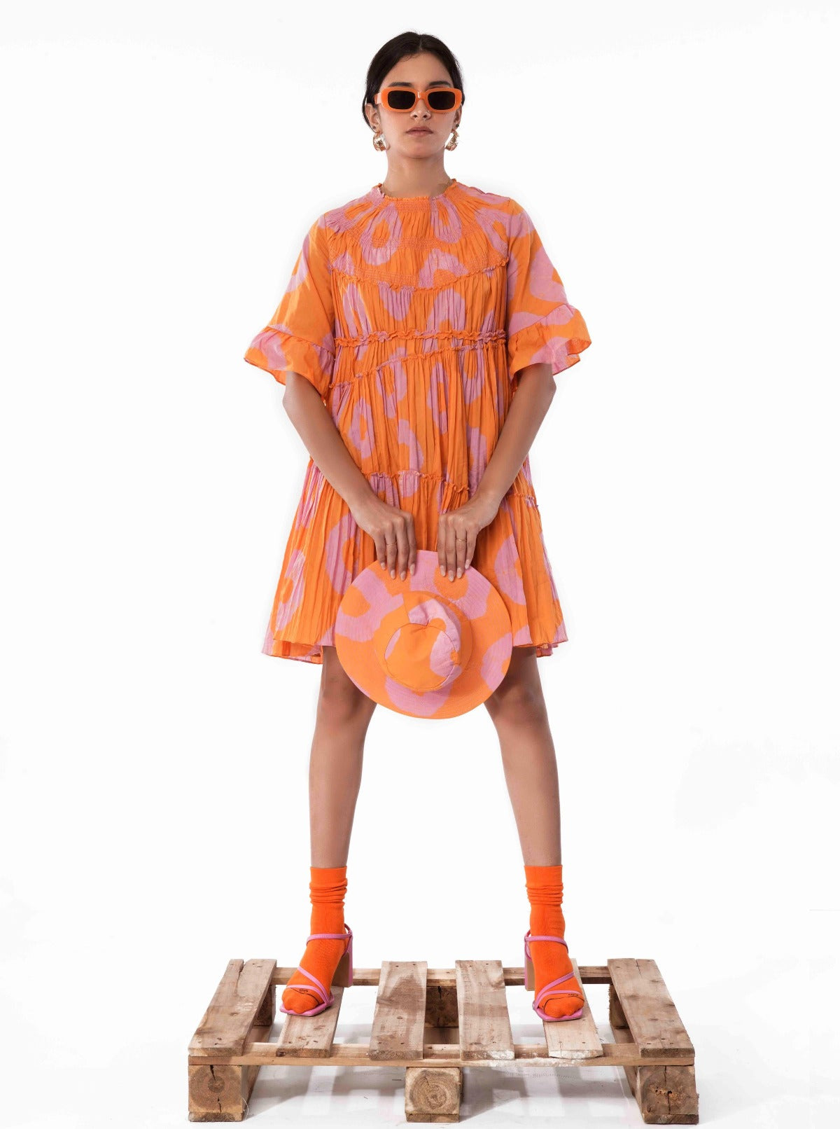 Dally Dress (Tie and Dye- Pink Orange)