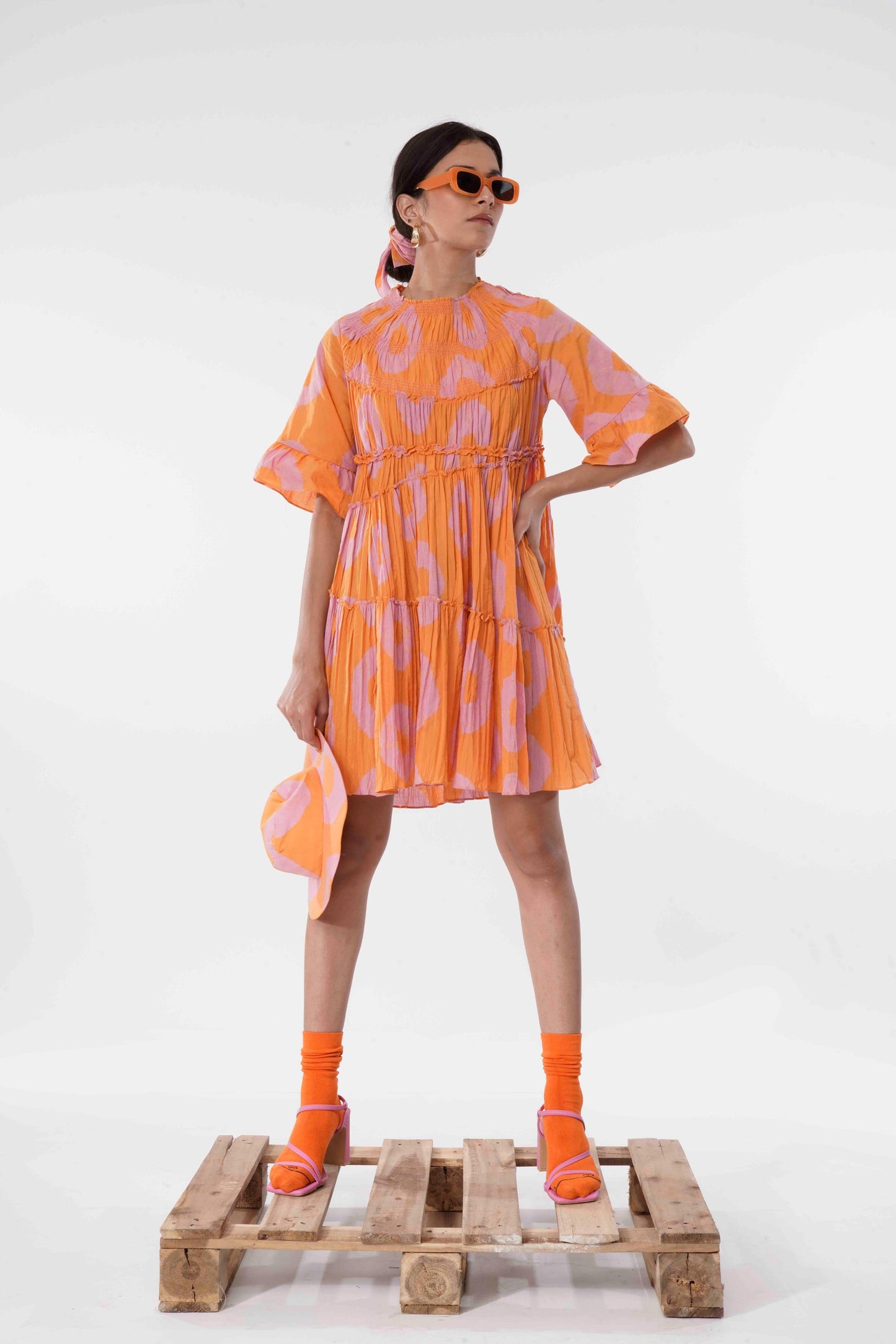 Dally Dress (Tie and Dye- Pink Orange)