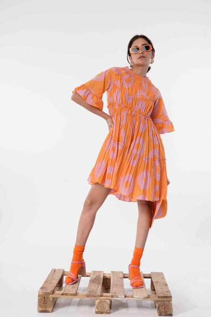 Dally Dress (Tie and Dye- Pink Orange)