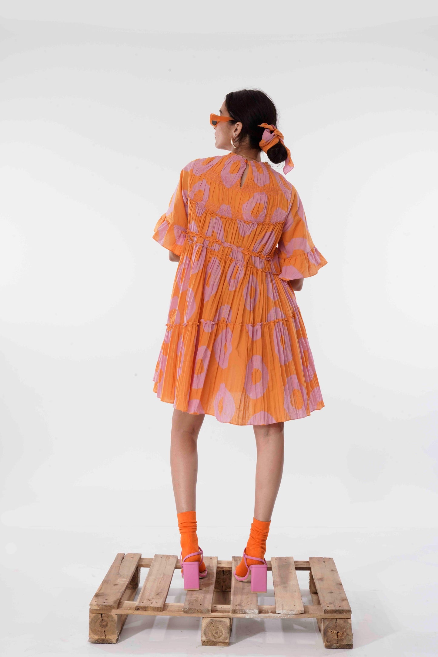 Dally Dress (Tie and Dye- Pink Orange)