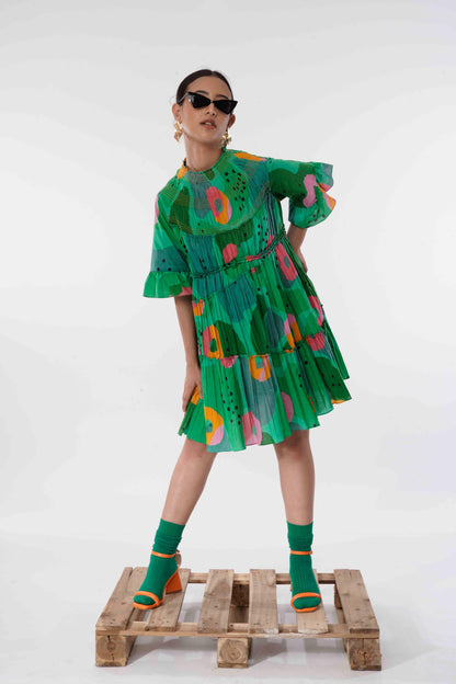 Dally Dress (Green Print)