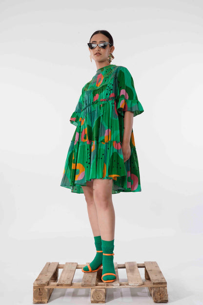 Dally Dress (Green Print)