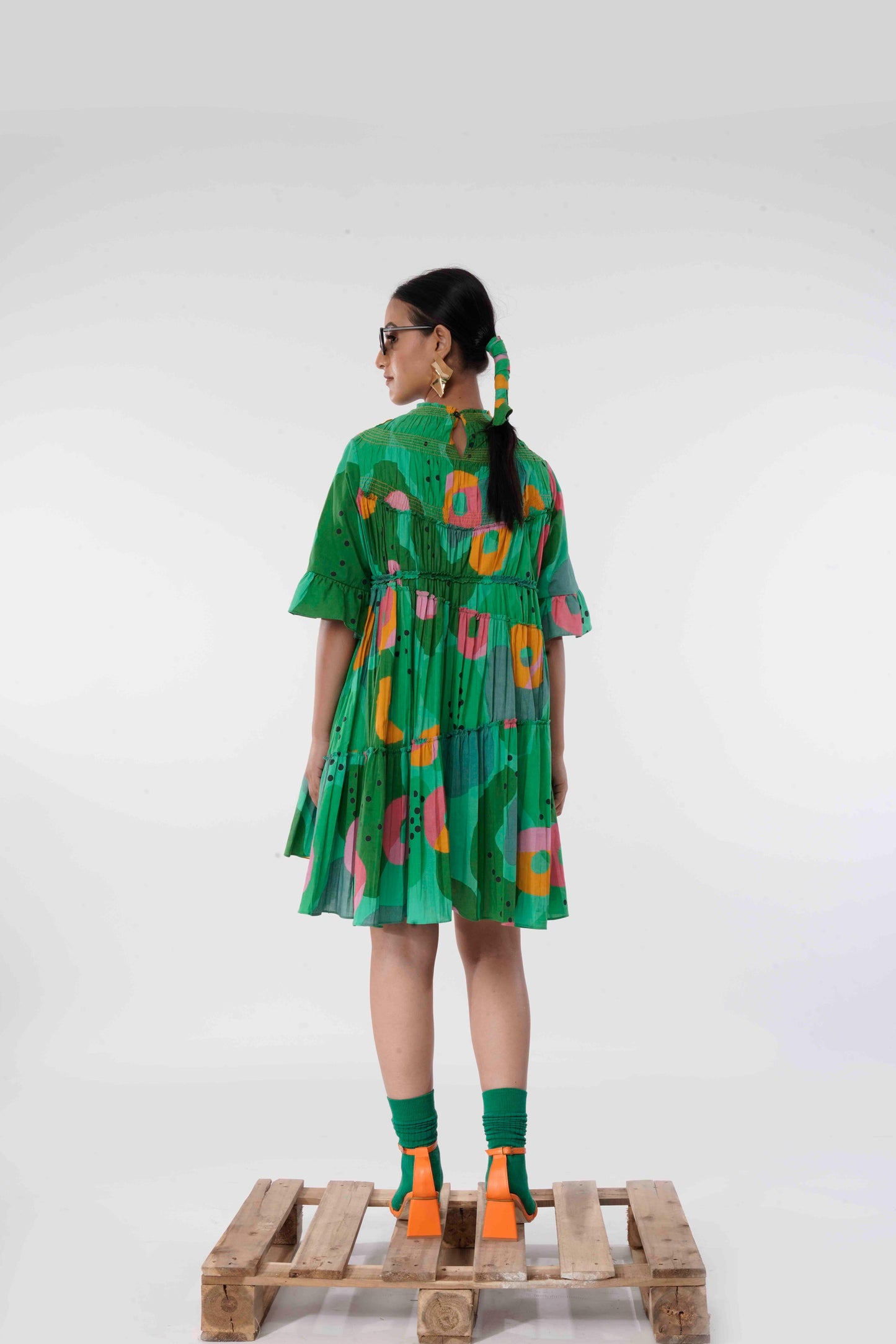 Dally Dress (Green Print)