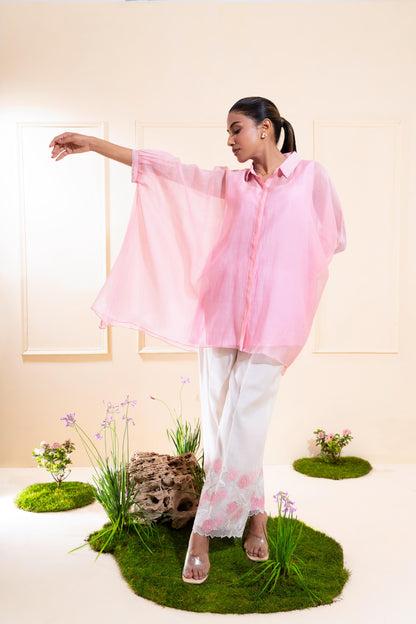 Blush Pink Kaftan Style Chanderi Co-ord Set