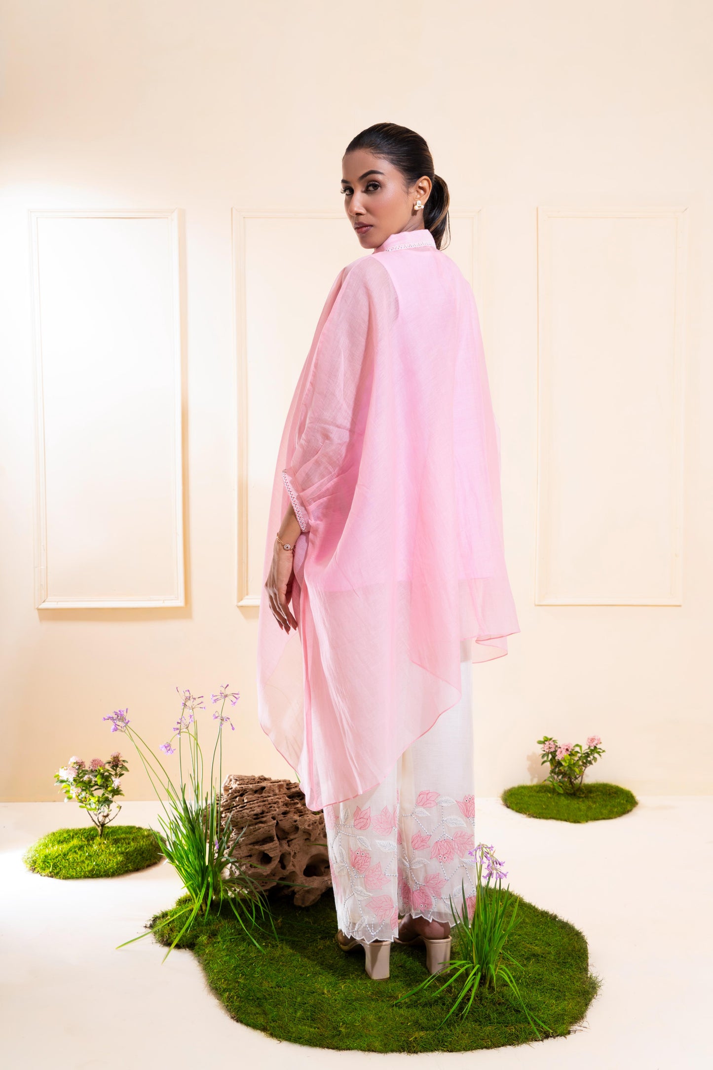 Blush Pink Kaftan Style Chanderi Co-ord Set
