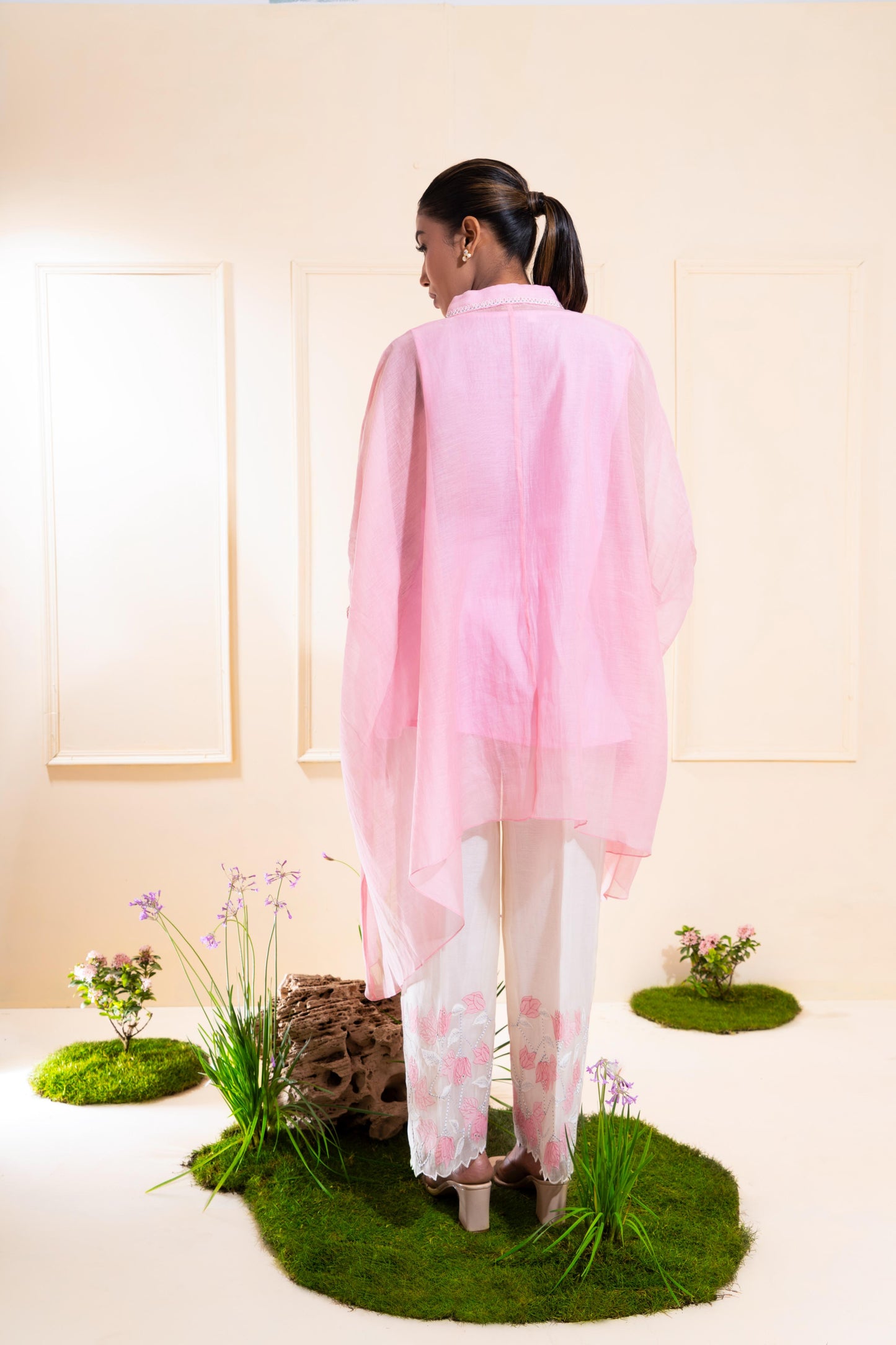 Blush Pink Kaftan Style Chanderi Co-ord Set