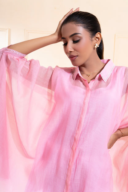 Blush Pink Kaftan Style Chanderi Co-ord Set